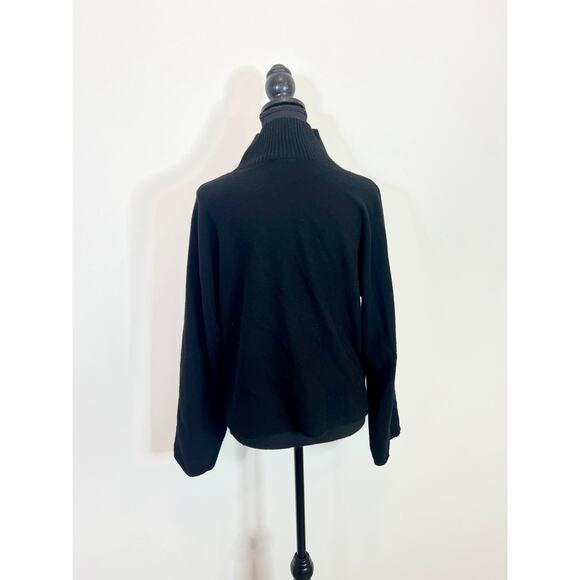 Vince Boiled Cashmere Funnel Pullover Sweater in Black Small Knit Turtleneck - Picture 3 of 4